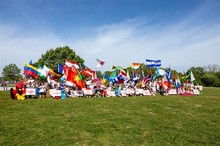 Students participate in flag parade